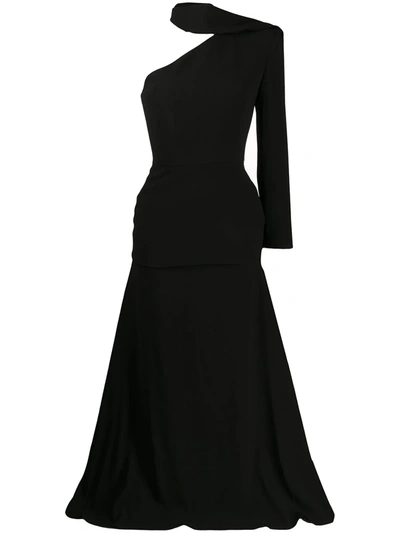 Alex Perry Jude Draped One-shoulder Column Gown In Black