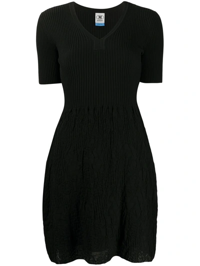M Missoni V-neck Knitted Dress In Black