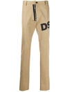 Dsquared2 Logo-print Straight-leg Trousers In Neutrals