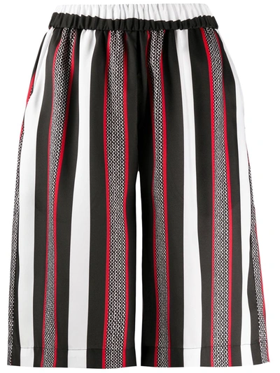 Msgm Striped Bermuda Shorts In Black
