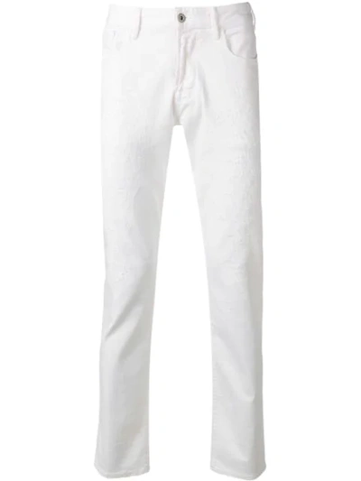 Emporio Armani Straight Leg Tailored Trousers In White