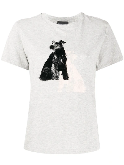 Emporio Armani Dog Print T-shirt In Grey
