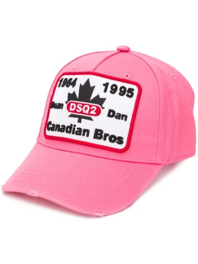 Dsquared2 Ripped Logo Baseball Cap In Pink