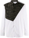 Neil Barrett Camouflage Print Striped Shirt In White