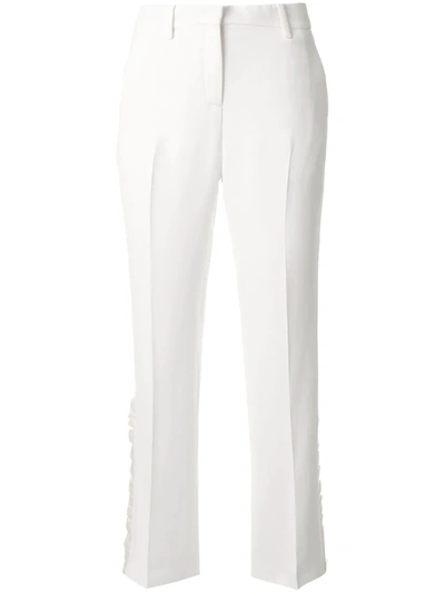 N°21 Cropped Ruffle Detail Trousers In Neutrals