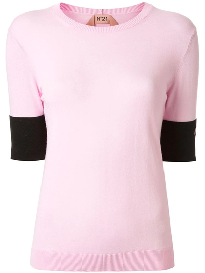 N°21 Contrast Cuffs Knitted Top In Pink