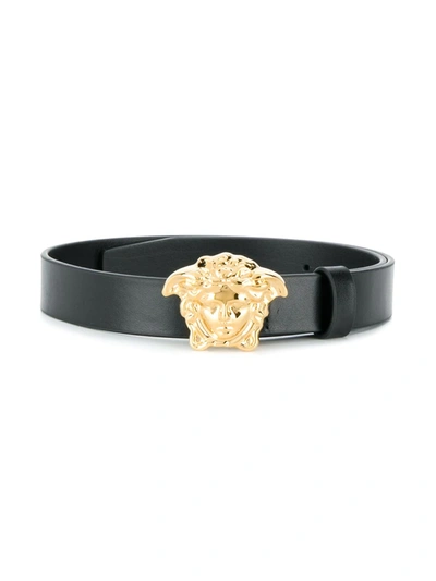 Young Versace Kids' Medusa Logo Buckle Belt In Black