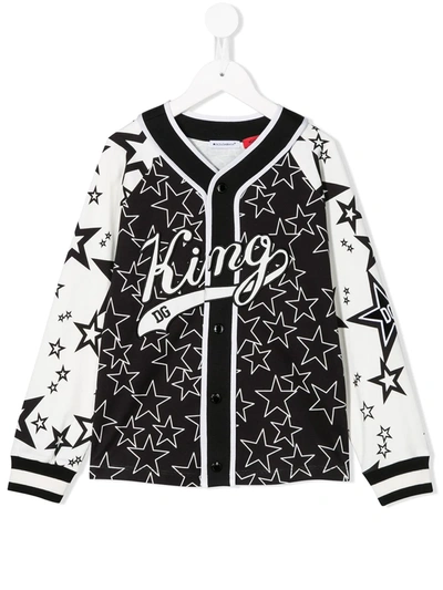 Dolce & Gabbana Kids' Black King Jersey Baseball Jacket