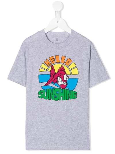 Stella Mccartney Kids' Hello Sunshine Print T-shirt In Grey