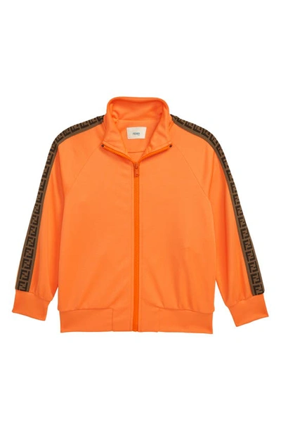 Fendi Kids' Ff Logo Tape Track Jacket In Orange