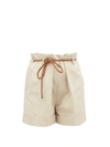 Brunello Cucinelli Belted Cotton & Linen Denim Shorts In Beige