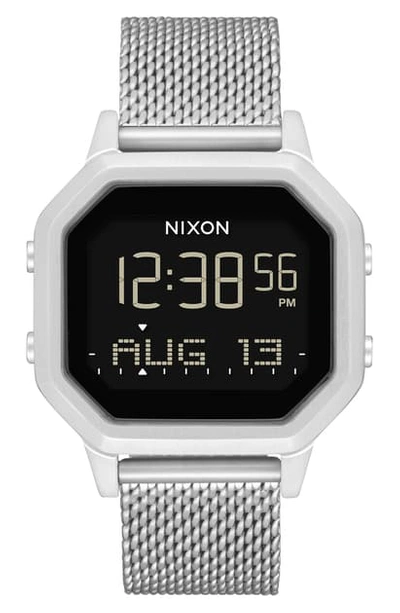 Nixon Siren Digital Bracelet Watch, 36mm In Silver / Black/ Silver