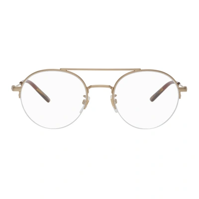 Gucci Gold Semi-rimless Glasses In 003 Gold
