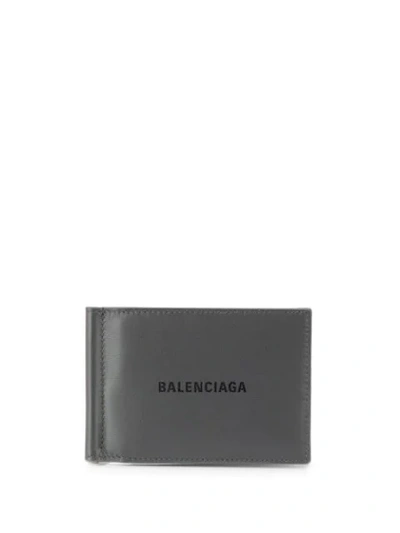 Balenciaga Bill Clip Square Wallet In Grey