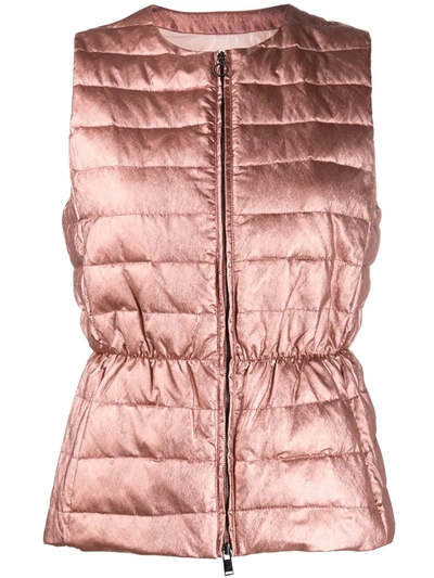 Fabiana Filippi Satin Puffer Gilet In Pink