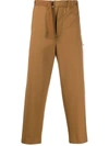 Oamc High-waisted Cropped Trousers In Brown