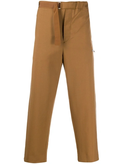 Oamc High-waisted Cropped Trousers In Brown