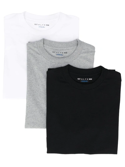 Alyx Pack Of Three Visual Logo Cotton-blend T-shirts In Black