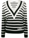 Valentino Striped Virgin Wool Sweater In Black
