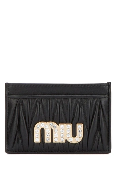 Miu Miu Miu Crystal Cardholder In Nero (black)