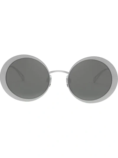 Giorgio Armani Round Silver Tone Metal Frame Sunglasses