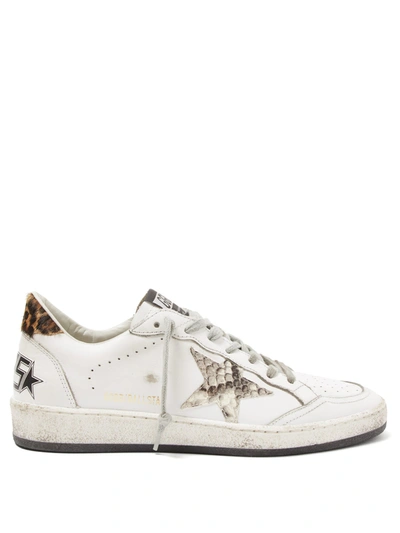 Golden Goose Ball Star Leather Sneakers In White