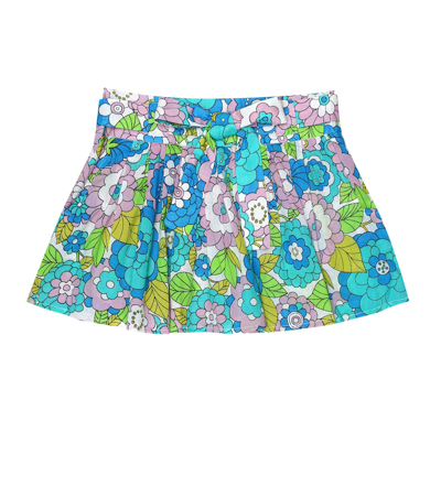 Dodo Bar Or Kids' Floral Cotton Skirt In Blue