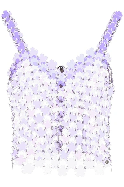 Paco Rabanne Floral Paillettes Top In Purple