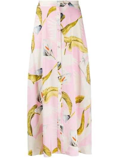 Temperley London Theodora Stretch-silk Midi Skirt In Pink