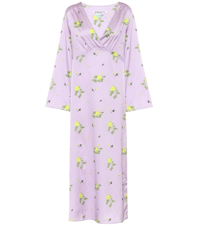 Bernadette Sarah Floral Stretch-silk Maxi Dress In Purple