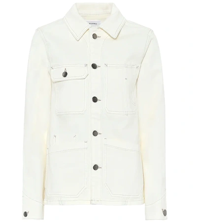 Frame Carpenter Color Denim Jacket In White