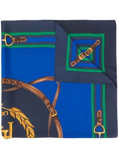 Lauren Ralph Lauren Printed Silk Scarf In Blue