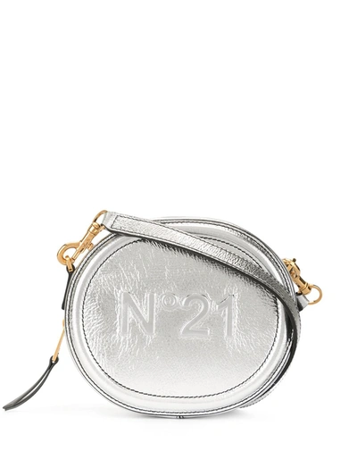 N°21 Embossed Logo Crossbody Bag In Silver