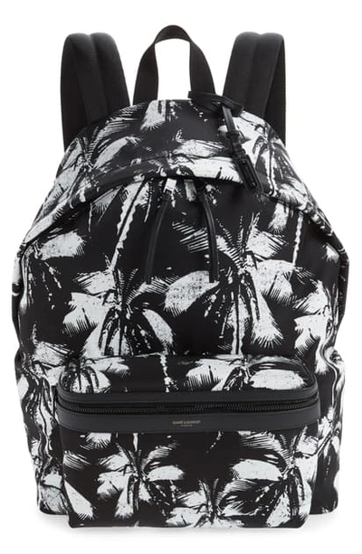 Saint Laurent Men's Two-tone Palm Tree Backpack In Black