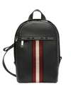 Bally Trainspotting Hari Leather Backpack In Black,white,red