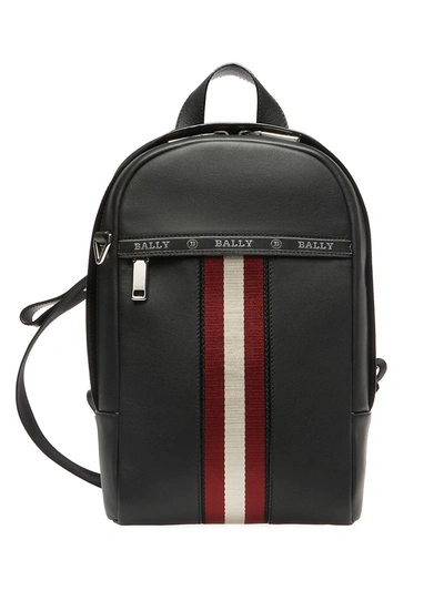 Bally Trainspotting Hari Leather Backpack In Black,white,red