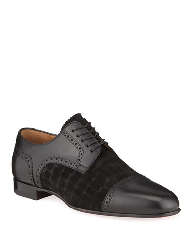 Christian Louboutin Men's Eygeny Flat Brogue Dress Shoes In Black