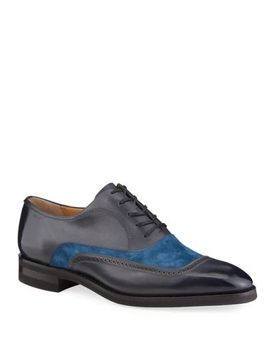 Bally Men's Contrast-suede Leather Dress Shoes In Gray