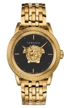 Versace Men's 43mm Medusa/greek Key Ip Gold Bracelet Watch