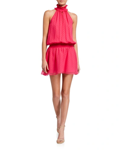 Amanda Uprichard Kimmie Sleeveless High-neck Mini Dress In Paradise Pink