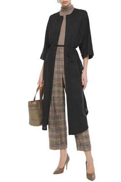 Brunello Cucinelli Checked Woven Wide-leg Pants In Brown