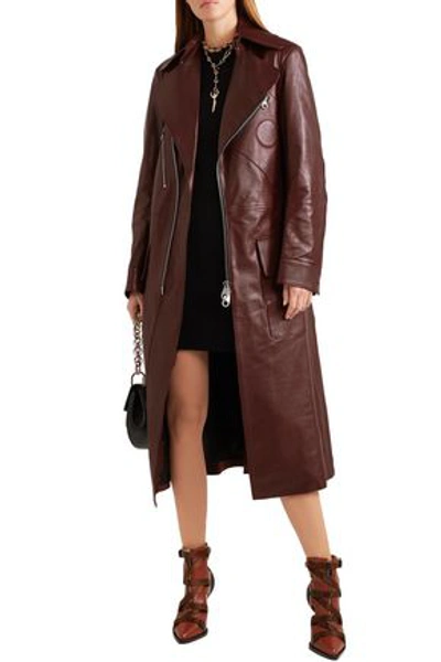 Chloé Zip-detailed Leather Coat In Brown