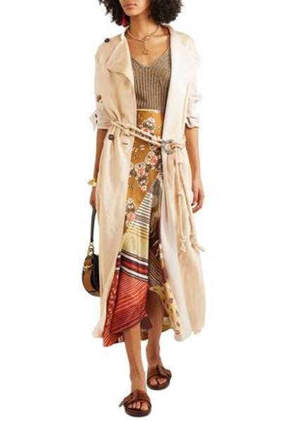 Chloé Canvas-paneled Satin-twill Trench Coat In Beige