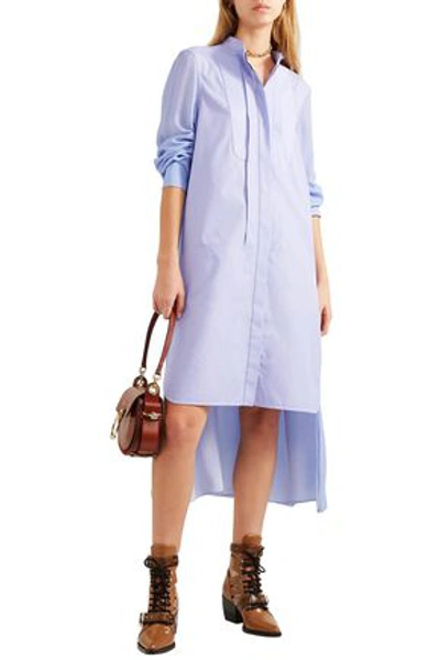 Chloé Asymmetric Two-tone Cotton-poplin And Crepe De Chine Midi Dress In Lavender