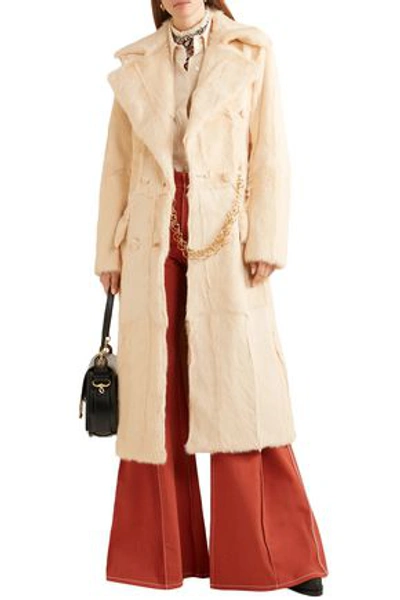 Chloé Double-breasted Shearling Coat In Beige