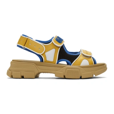 Gucci Aguru Trek Brand-embellished Leather Gladiator Sandals In Yellow