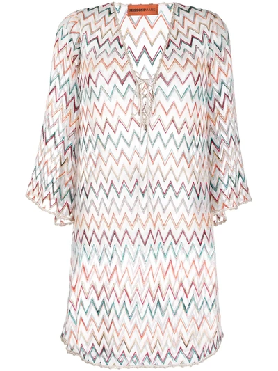 Missoni V-neck Metallic-knit Beach Dress In Multi | ModeSens