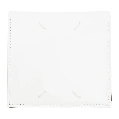 Maison Margiela White And Black Calfskin Zip Wallet In H1527 Whtbl