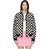 Marc Jacobs The Fleece Checked Logo Sherpa Jacket In Black/white