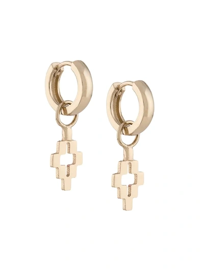 Marcelo Burlon County Of Milan Hoop Logo Earrings In Gold